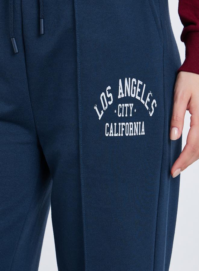 Styli Women Navy Blue Graphic Print Tapered Joggers - Image 2